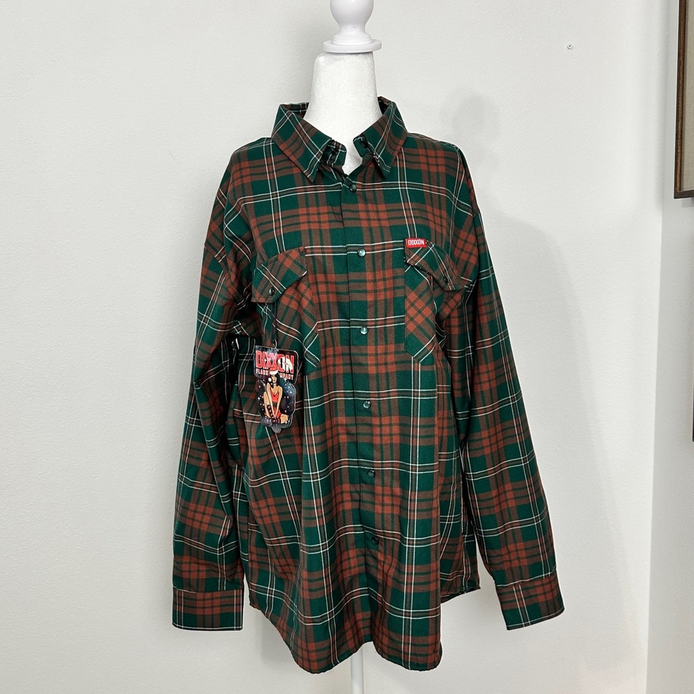Dixxon Flannel Company limited edition Plaid Button Up Mens 2XL Green Red NWT